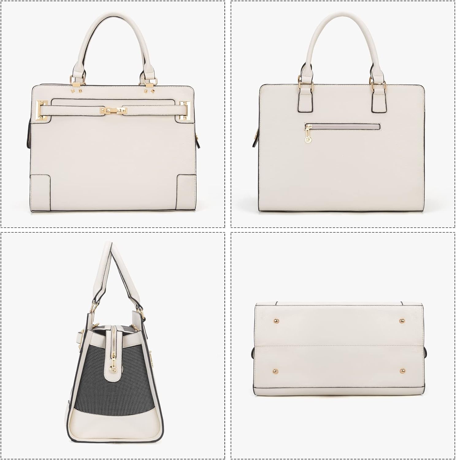 Chic Beige Soft-Sided Pet Carrier Handbag - TSA Airline Approved Tote for Small Dogs and Cats