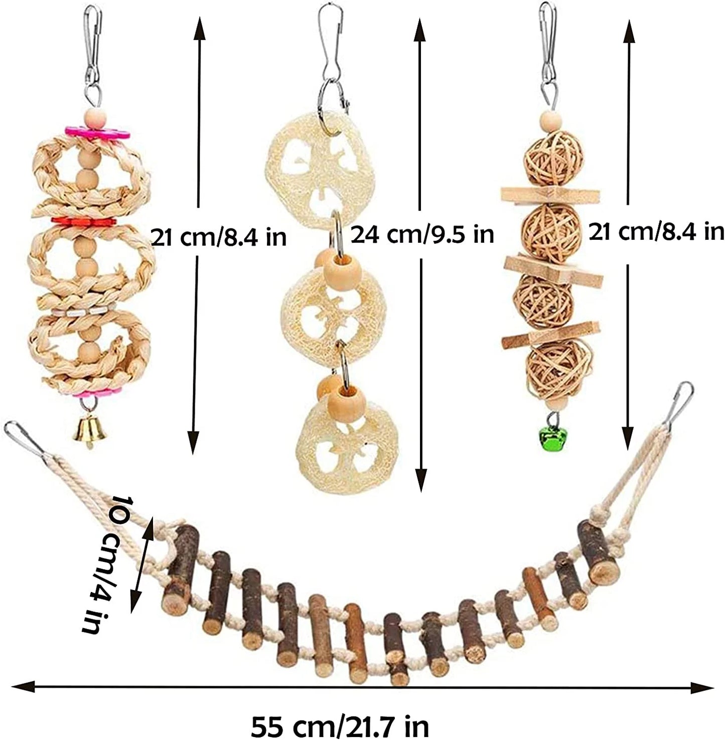 Ultimate 8 Pack Extra Large Bird Toys - Perfect Parakeet & Parrot Accessories for Fun, Chewing, and Training!