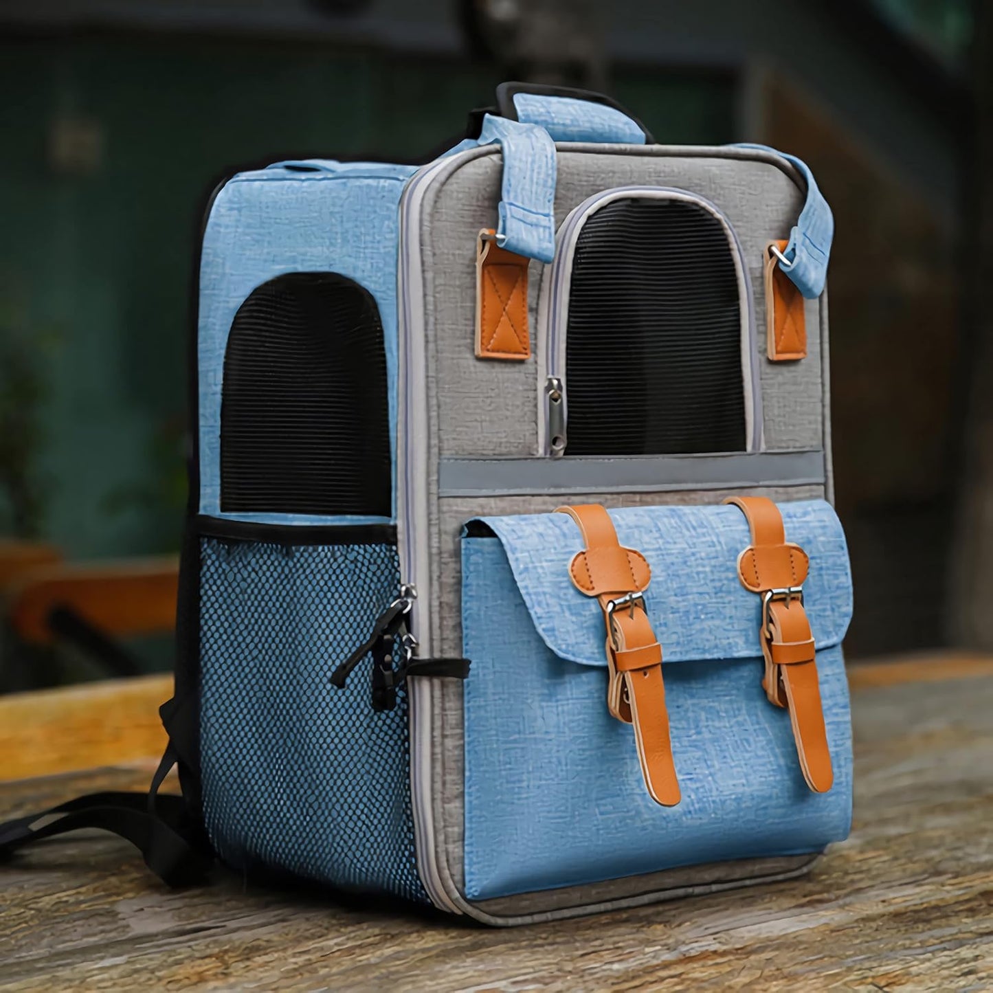 Premium Pet Carrier Backpack for Cats and Small Dogs - Comfortable, Ventilated, and Stylish for Travel and Hiking (Blue)