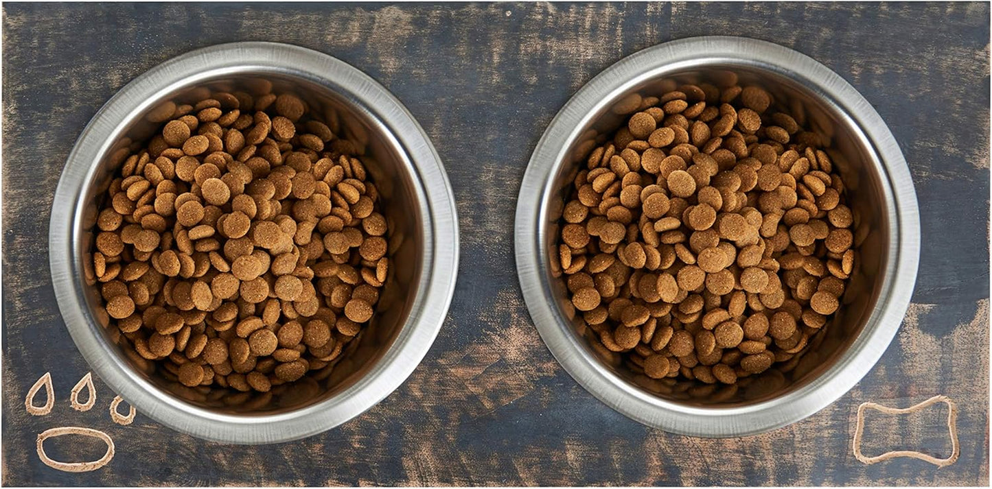 Elegant Wooden Elevated Pet Feeder with Stainless Steel Bowls - Perfect for Dogs and Cats!