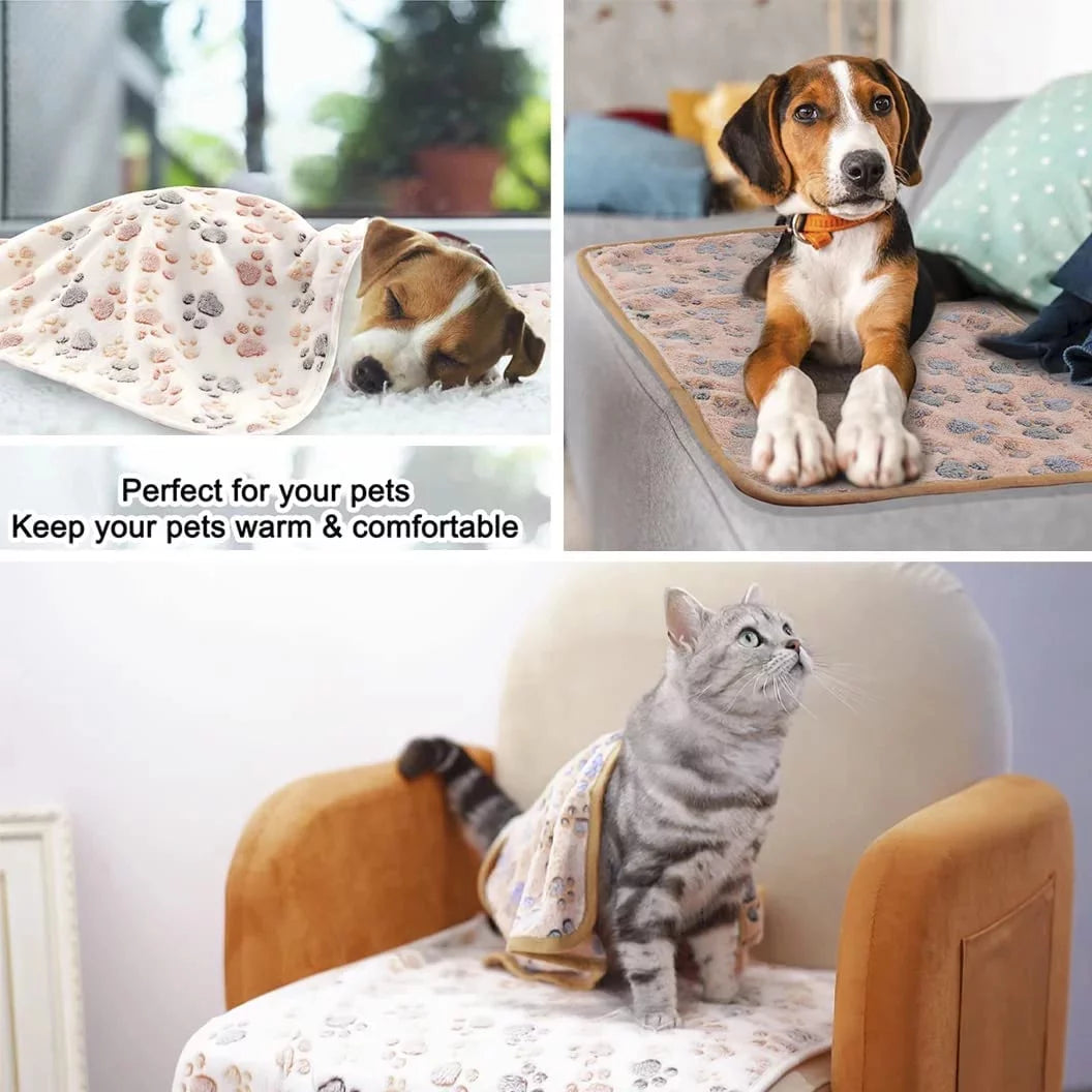 Super Soft Fluffy Fleece Pet Blanket - 3 Pack Premium Flannel Throws for Dogs & Cats (23x16 Inch)