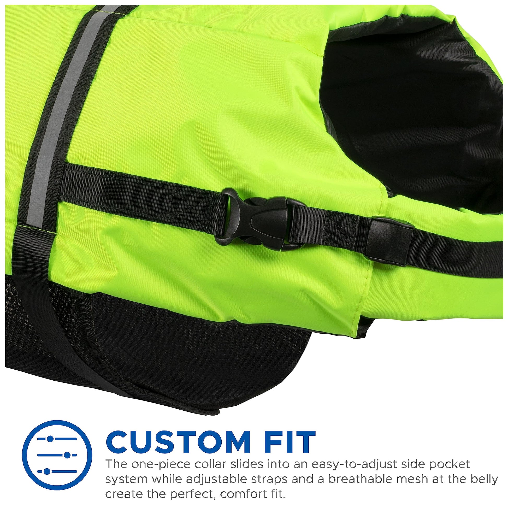 Neon Yellow Dog Life Jacket - Stylish & Safe Nylon Vest for Swimming and Boating - Large Size