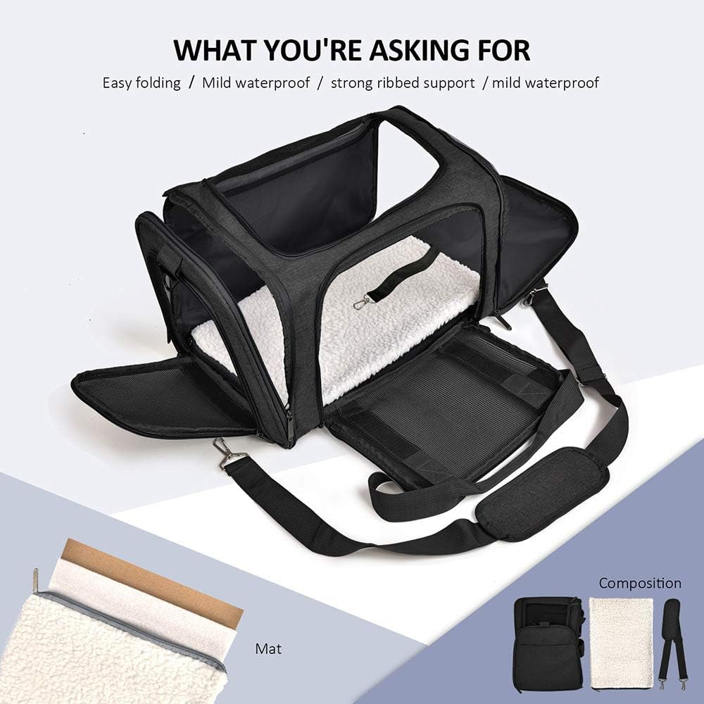 Portable Airline-Approved Pet Carrier Bag for Small Dogs and Cats - Collapsible, Breathable, and Durable Travel Bag in Blue