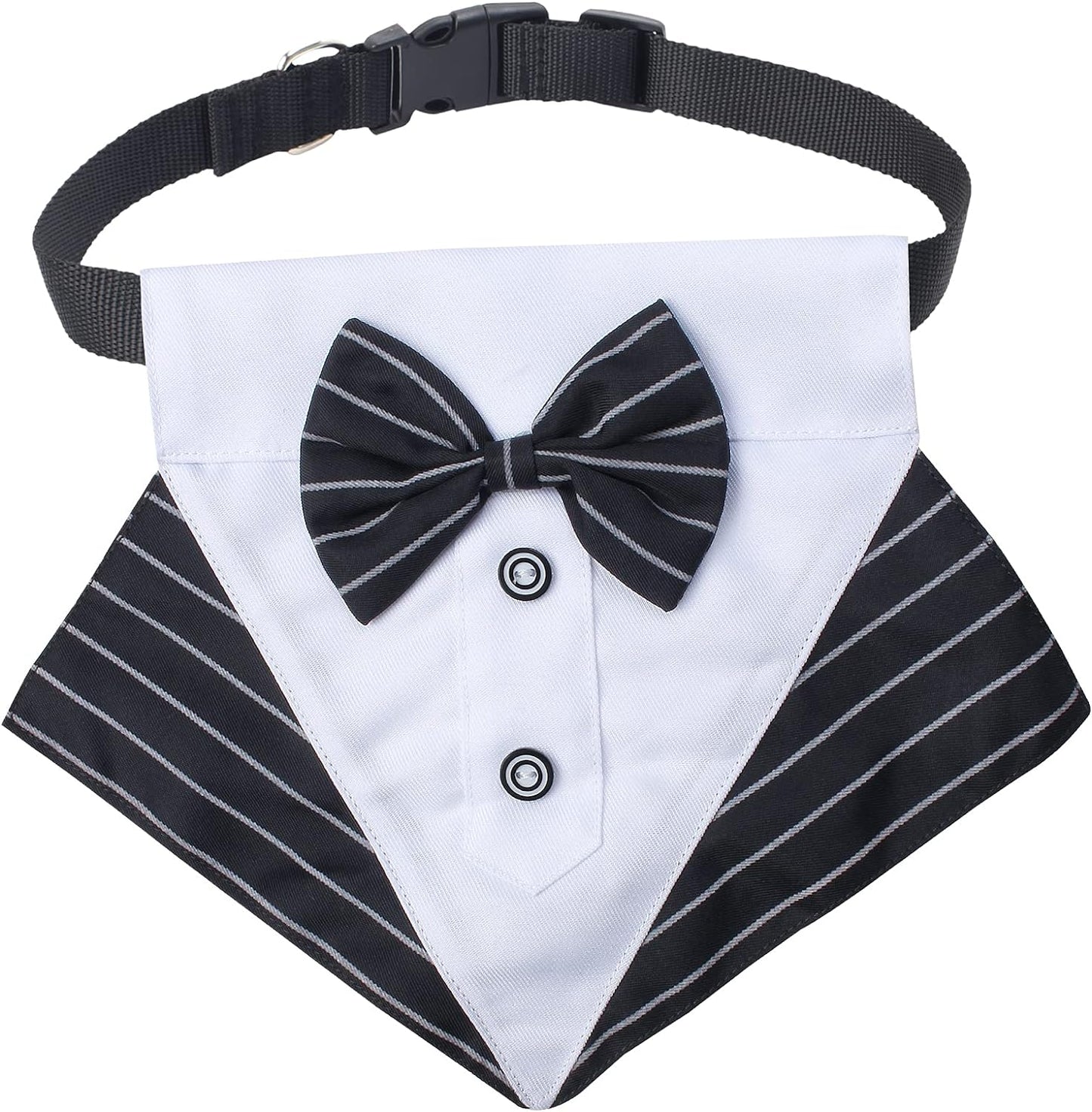Stylish Pet Formal Accessories Set - Top Hat & Tuxedo Bandana for Dogs & Cats - Perfect for Birthdays, Graduations & Halloween (Set-A)