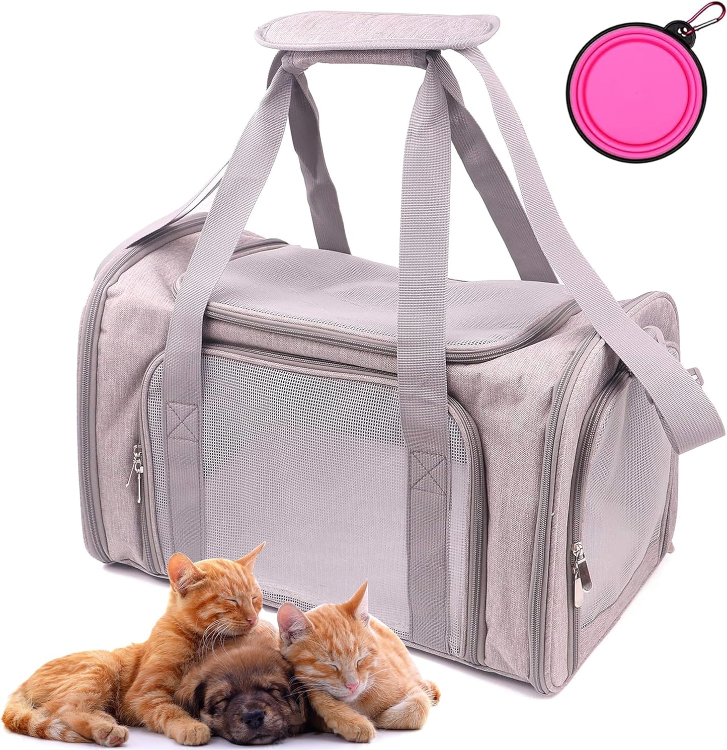 Premium Portable Pet Carrier Bag for Dogs & Cats - Airline Approved, Collapsible & Breathable Travel Solution in Grey