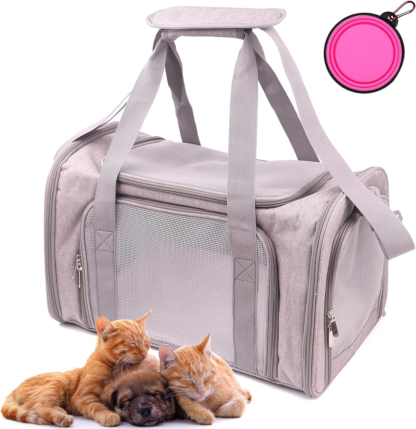 Premium Portable Pet Carrier Bag for Dogs & Cats - Airline Approved, Collapsible & Breathable Travel Solution in Grey