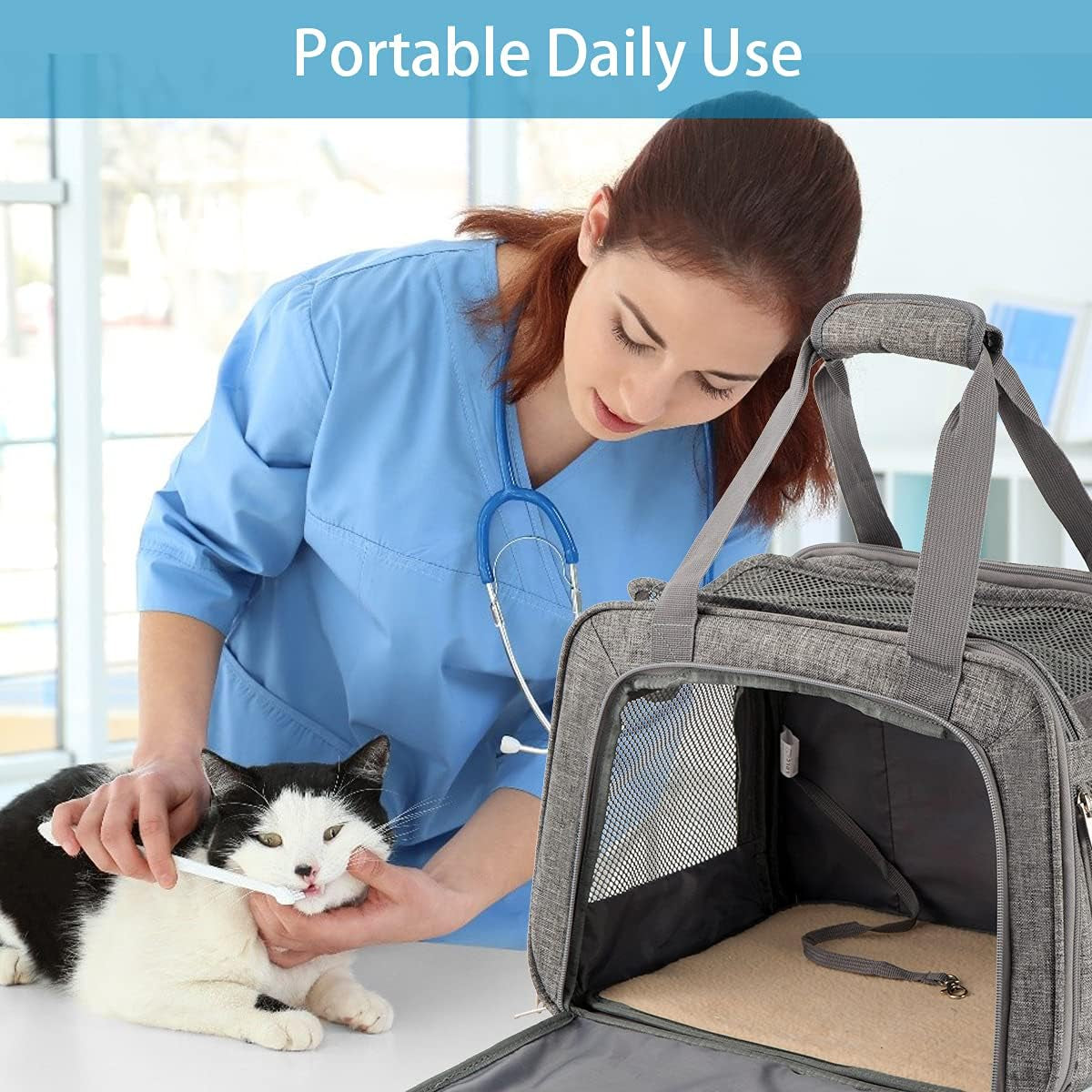Airline Approved Soft Sided Pet Carrier for Cats & Small Dogs - Portable, Top Loading Design, TSA Compliant, Gray