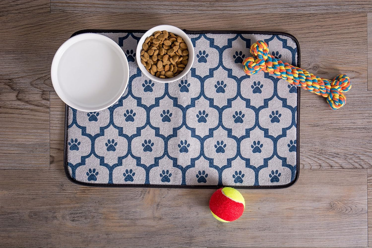 Paw & Patch Nautical Blue Ceramic Pet Collection - Large 2-Piece Set (7.5"x2.4")