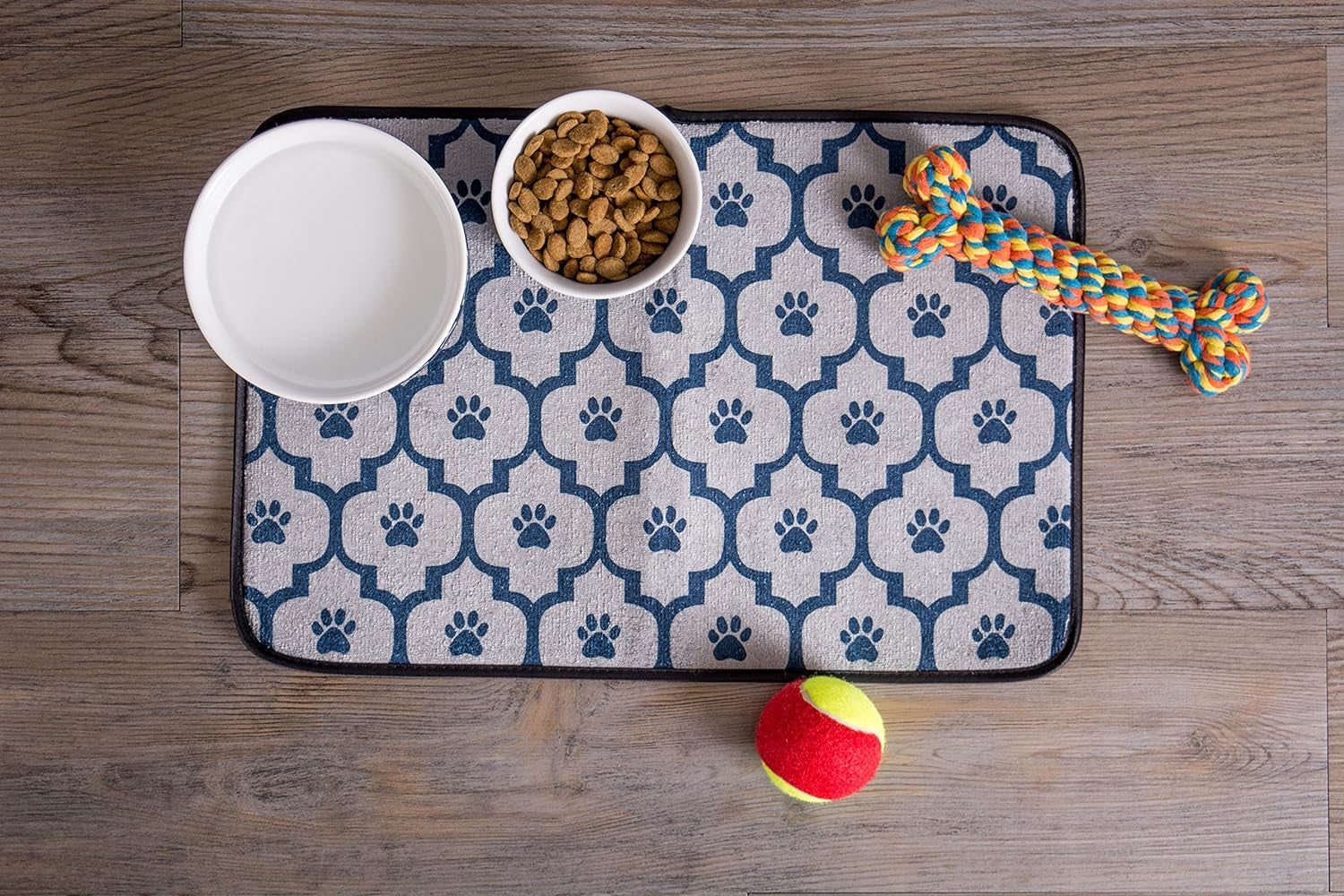 Paw & Patch Nautical Blue Ceramic Pet Collection - Large 2-Piece Set (7.5"x2.4")