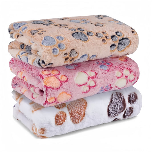 Super Soft Fluffy Fleece Pet Blanket - 3 Pack Premium Flannel Throws for Dogs & Cats (23x16 Inch)