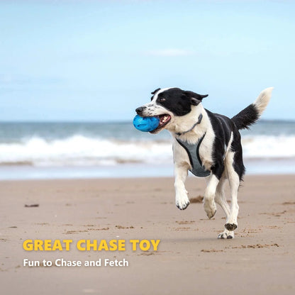 Durable Squeaky Dog Toy Ball - Indestructible Chew Toy for Large & Medium Dogs - Perfect for Puppy Teething - Blue