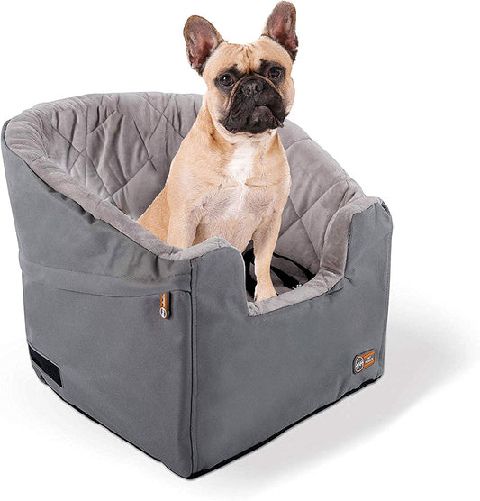 Premium Bucket Booster Dog Car Seat with Safety Leash - Washable & Sturdy Design for Small to Medium Dogs - Stylish Gray Color