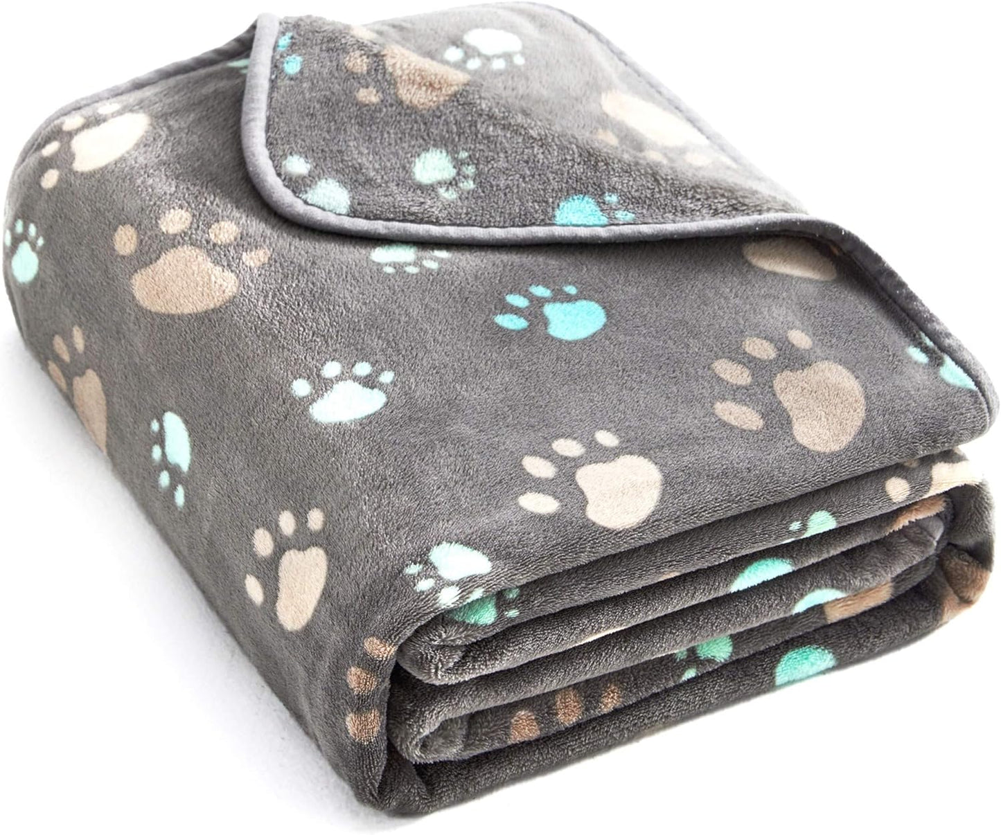 Ultra-Soft 350 GSM Fuzzy Flannel Pet Blanket - Adorable Washable Design for Dogs & Cats, Perfect for Indoor & Outdoor Use, Grey, 40 x 32 Inches