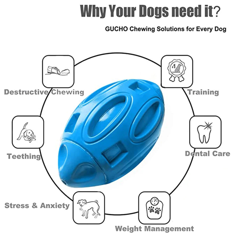 Durable Squeaky Dog Toy Ball - Indestructible Chew Toy for Large & Medium Dogs - Perfect for Puppy Teething - Blue