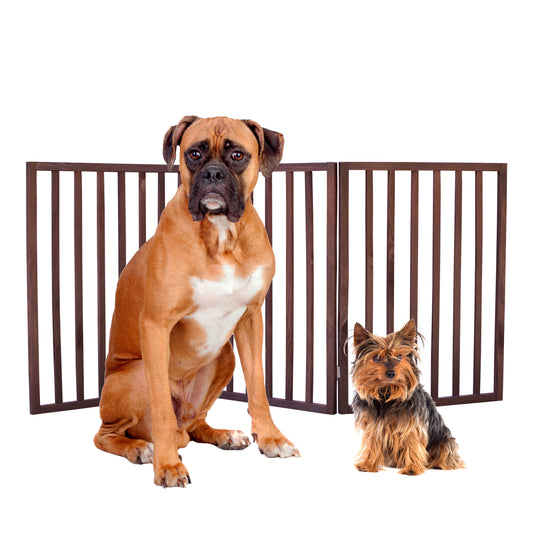 Extra Wide Folding Pet Gate in Elegant Brown - Perfect for Home Safety!