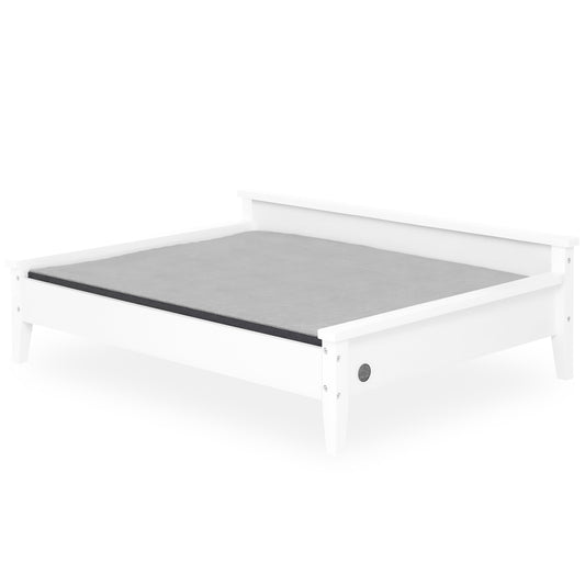 Winston Large White Elevated Wooden Pet Bed with Cozy Mattress