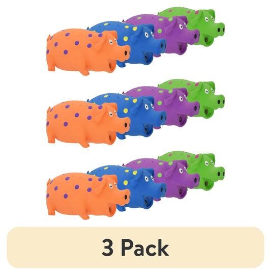 Exciting 3-Pack Playful Buddy Pigglesworth Latex Dog Toys with Grunting Sounds - Fun Colors!