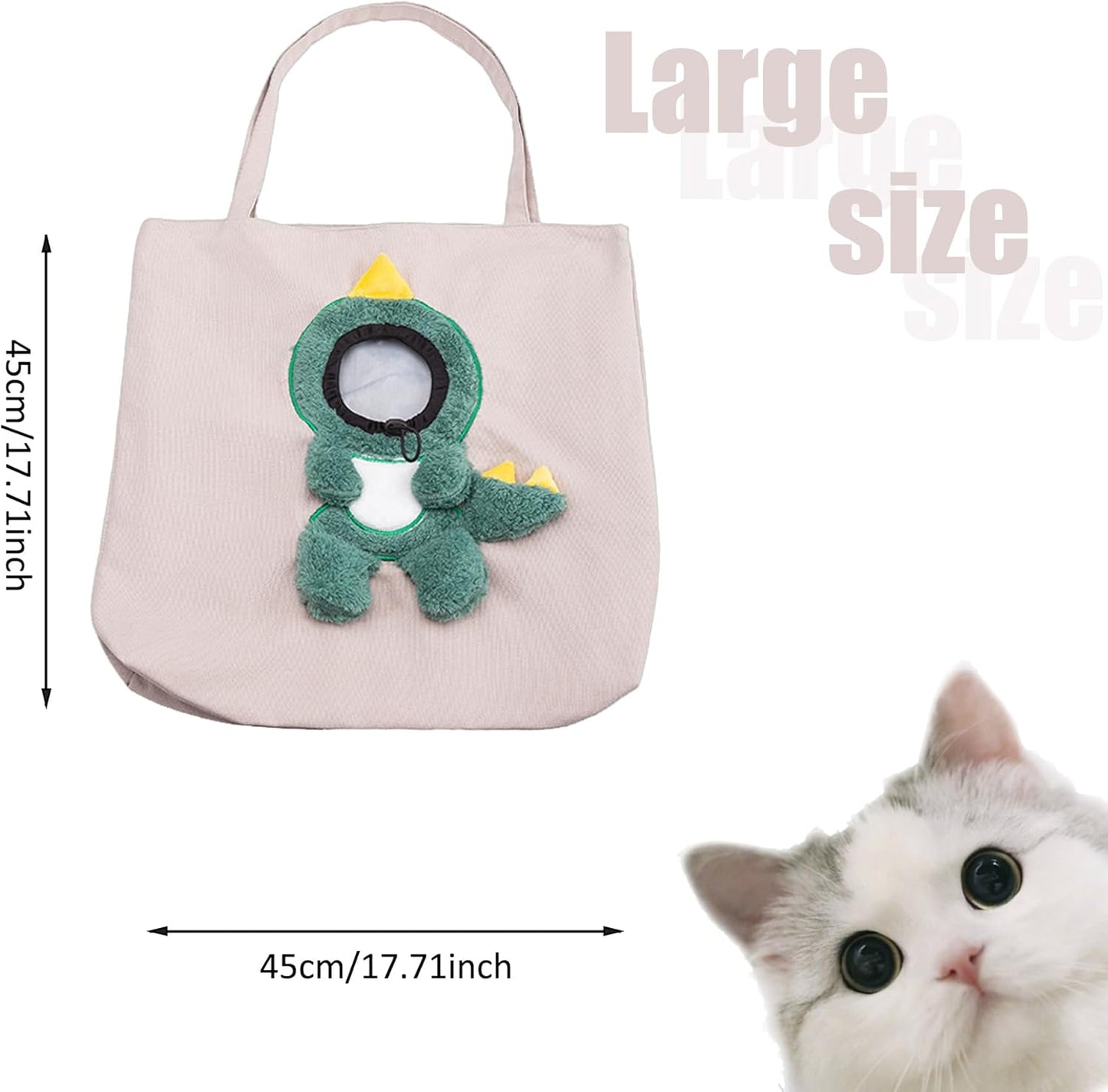 Dinosaur-Shaped Canvas Shoulder Bag for Pets - Trendy Outcrop Pet Carrier (Large)