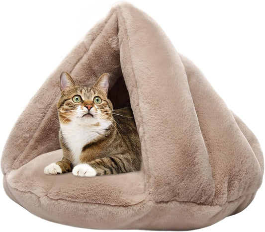 Cozy Camel Cat Tent Bed - Self-Warming Fleece Cave for Winter Comfort, Perfect for Cats and Small Pets