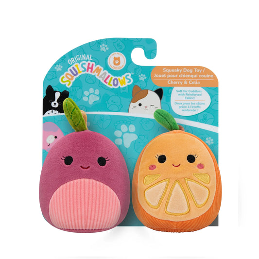 Delight Your Dog with 2-Pack Plush Toys: Cherry the Red Cherry & Celia the Orange Slice!