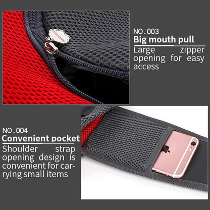 Stylish Red Portable Pet Sling Carrier - Breathable Mesh Travel Bag for Small to Medium Dogs and Cats