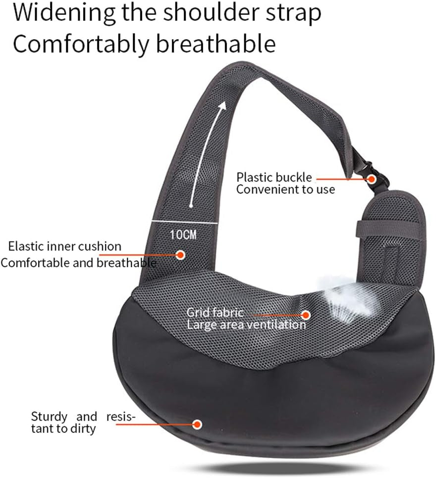 Stylish Red Portable Pet Sling Carrier - Breathable Mesh Travel Bag for Small to Medium Dogs and Cats