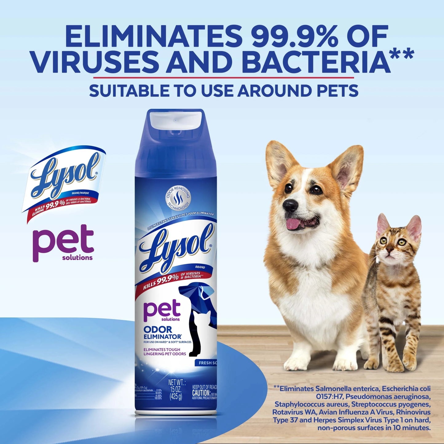 Pet Odor Eliminator Spray - Powerful Sanitizing & Disinfecting Solution for Lasting Freshness, 15oz
