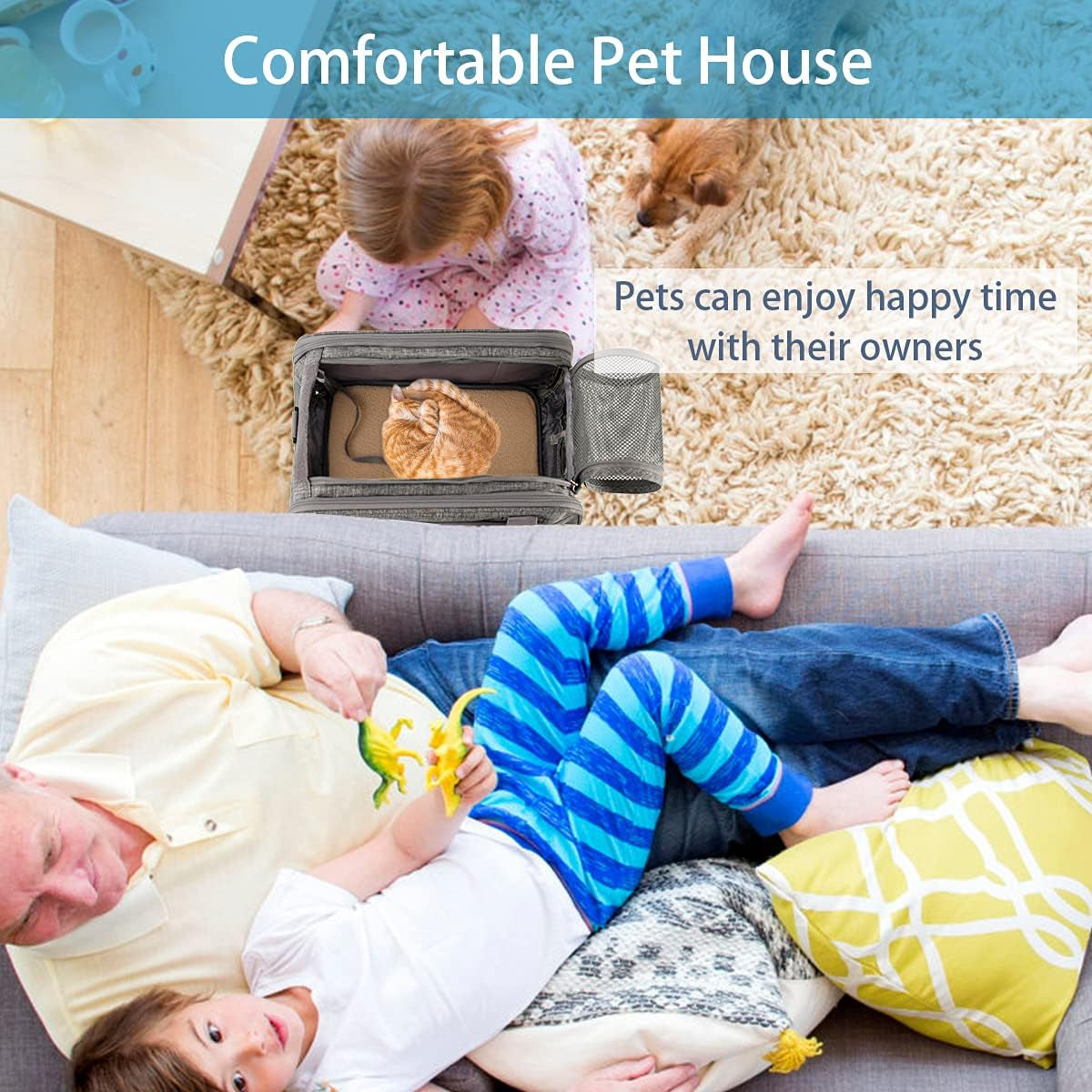 Airline Approved Soft Sided Pet Carrier for Cats & Small Dogs - Portable, Top Loading Design, TSA Compliant, Gray