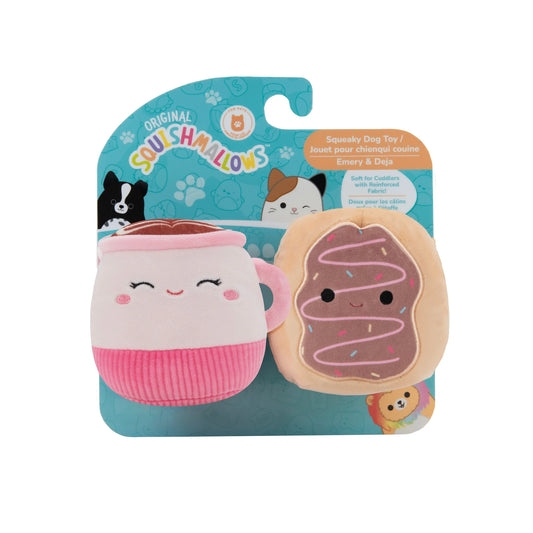 Delight Your Pup with Original 3.5 Inch 2-Pack Emery Latte & Deja Donut Plush Dog Toys!