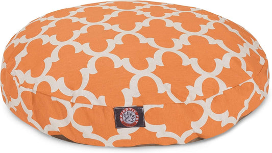 Peach Trellis Medium Round Pet Bed - Stylish & Washable Indoor/Outdoor Dog Bed with Removable Cover