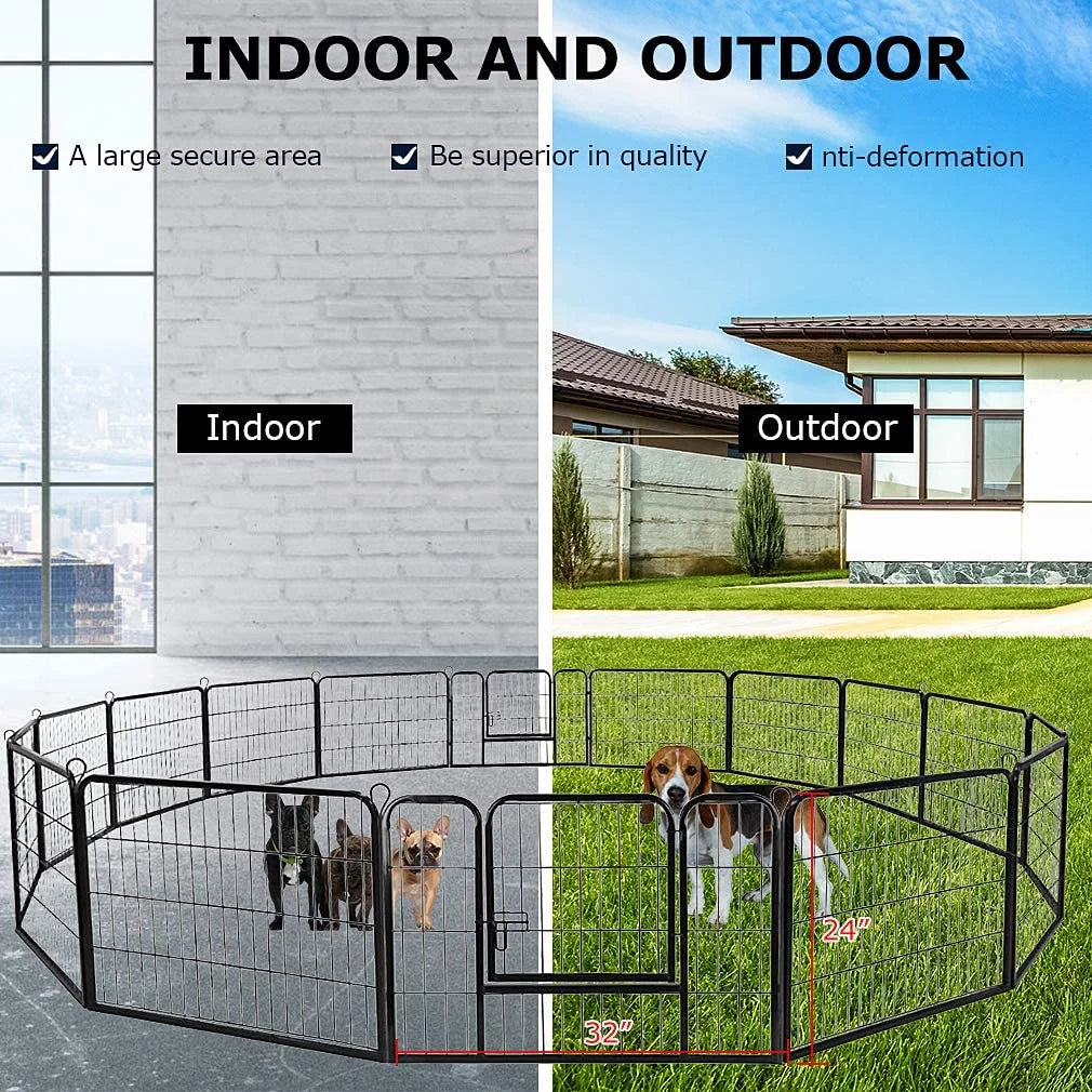Extra Large Heavy Duty Pet Playpen - 16 Panels, 32" W x 24" H, Perfect for Dogs and Pets