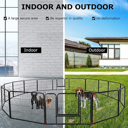 Extra Large Heavy Duty Pet Playpen - 16 Panels, 32" W x 24" H, Perfect for Dogs and Pets