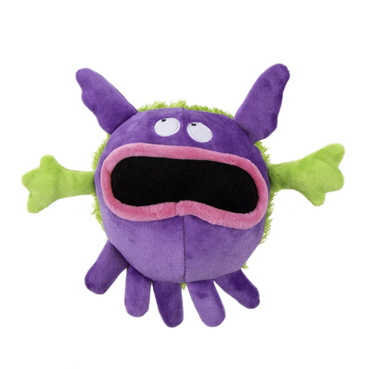 Playclean Squeaky Plush Dog Toy - Large Purple with Odor-Eliminating Essential Oils & Chew Guard Technology